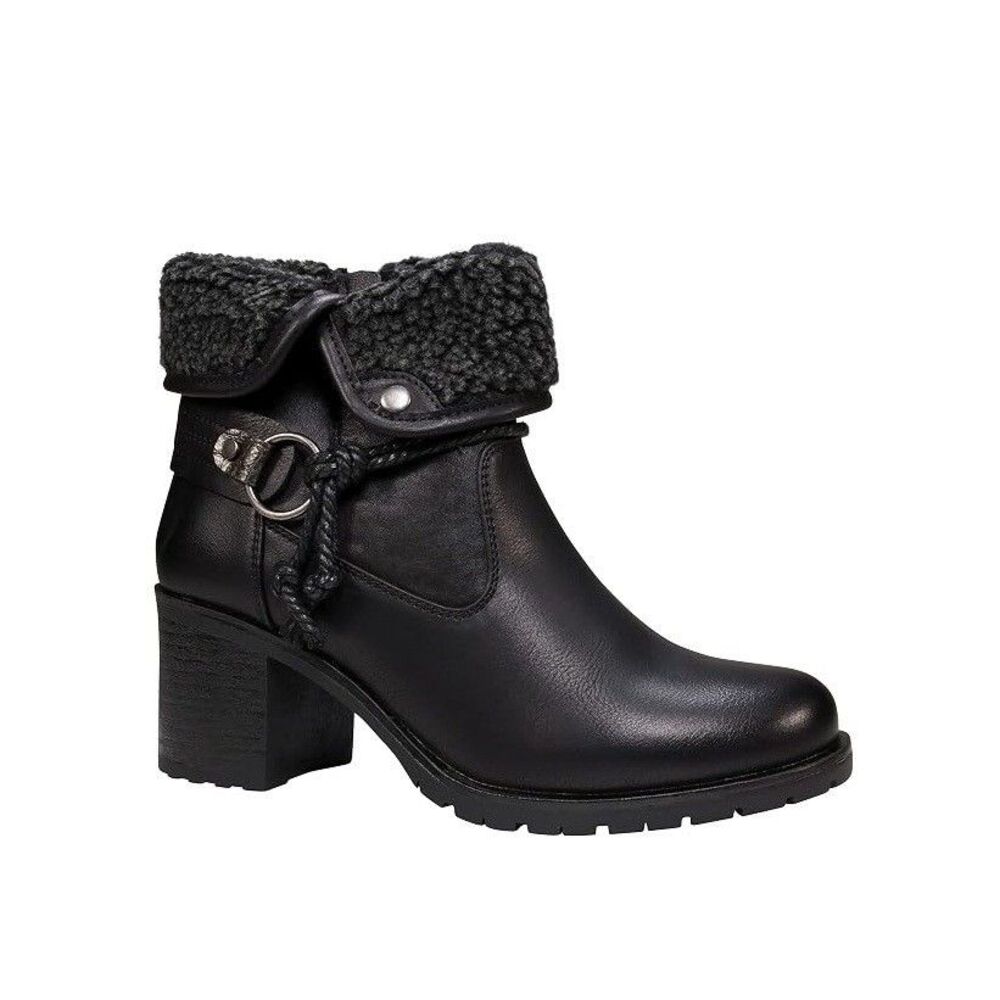 Good Choice Womens 7 M Black Faux Leather Block Heel Lined Ankle Booties NIB GZ5